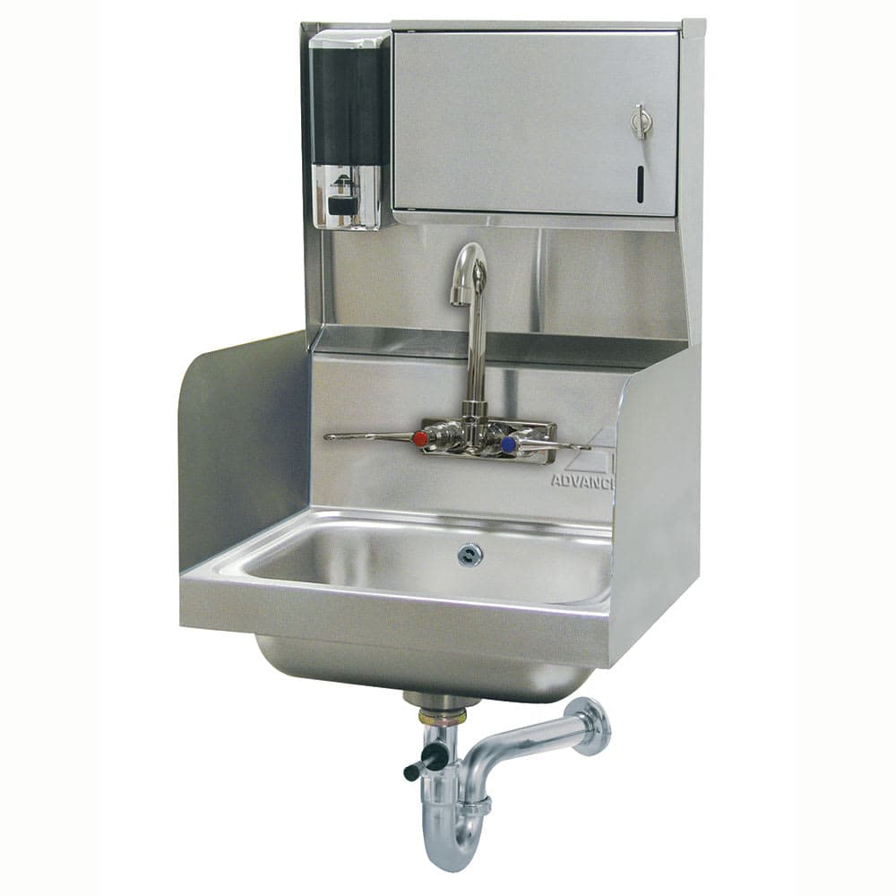 Advance Tabco 7-PS-87 Wall Mount Commercial Hand Sink w/ 14"L x 10"W x 5"D Bowl, Soap Dispenser