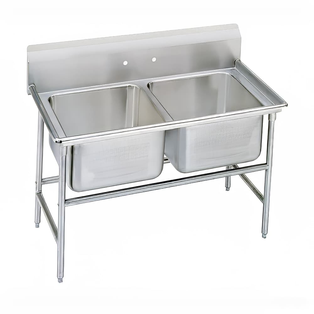 Advance Tabco 9-22-40 54" 2 Compartment Sink w/ 20"L x 20"W Bowl, 12" Deep
