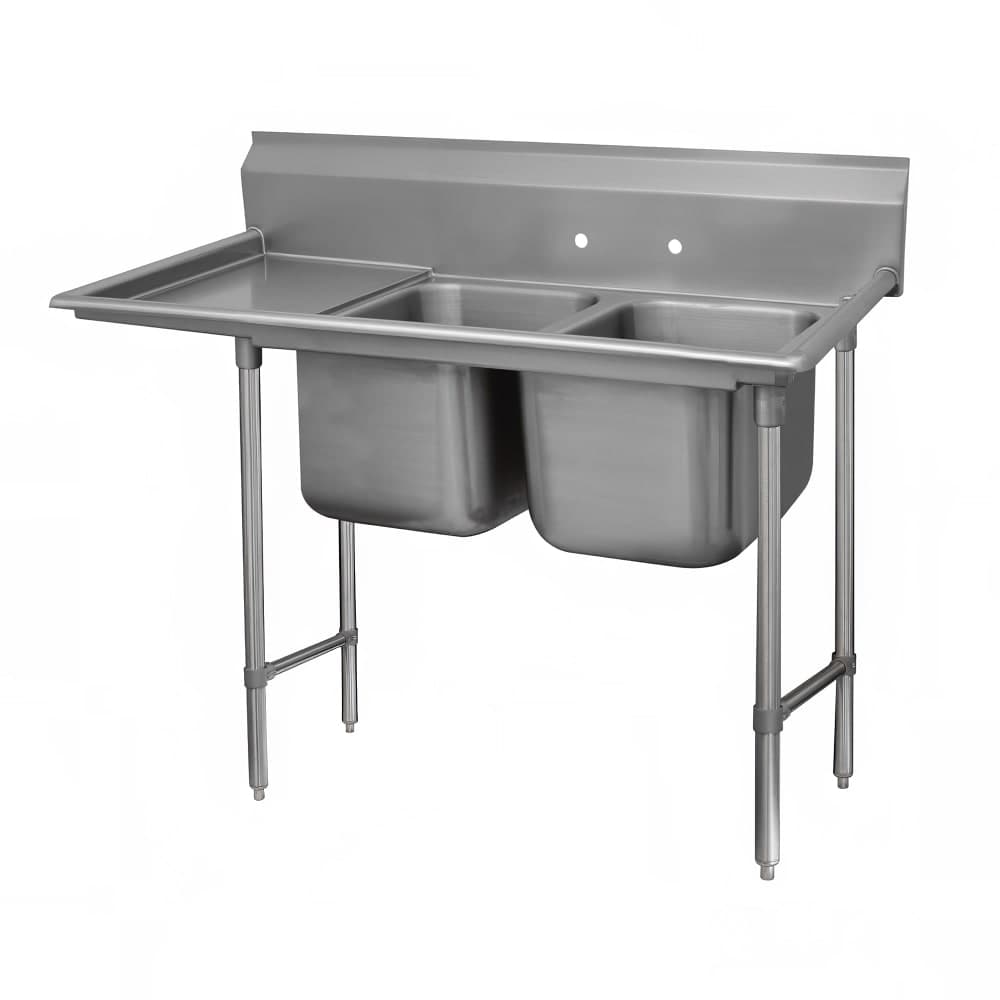 Advance Tabco 9-22-40-18L 67" 2 Compartment Sink w/ 20"L x 20"W Bowl, 12" Deep