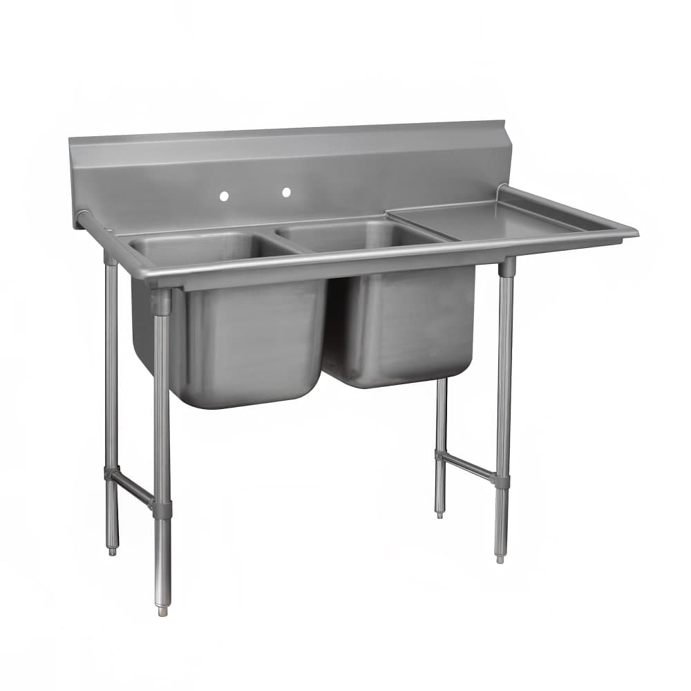 Advance Tabco 9-22-40-18R 67" 2 Compartment Sink w/ 20"L x 20"W Bowl, 12" Deep