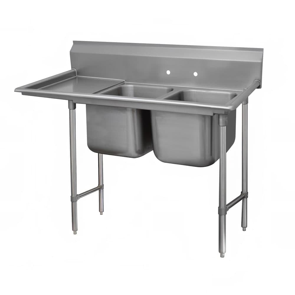 Advance Tabco 9-22-40-24L 73" 2 Compartment Sink w/ 20"L x 20"W Bowl, 12" Deep
