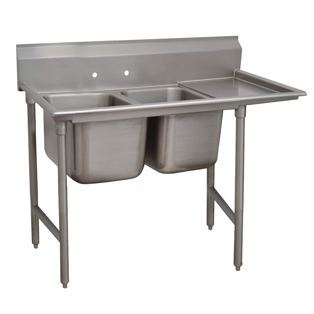 Advance Tabco 9-2-36-18R 59" 2 Compartment Sink w/ 16"L x 20"W Bowl, 12" Deep