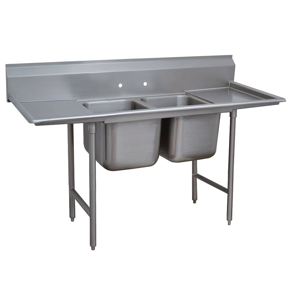 Advance Tabco 9-2-36-18RL 72" 2 Compartment Sink w/ 16"L x 20"W Bowl, 12" Deep