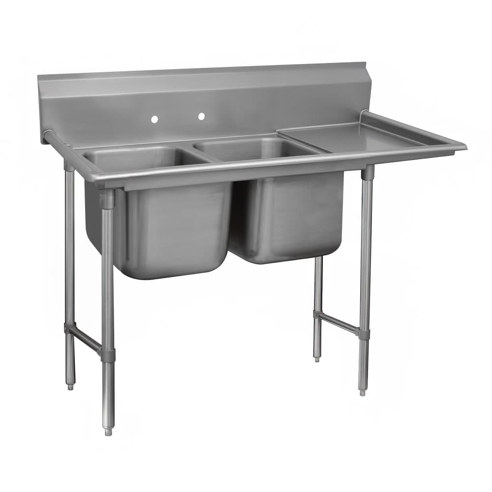 Advance Tabco 93-22-40-18R 67" 2 Compartment Sink w/ 20"L x 20"W Bowl, 12" Deep