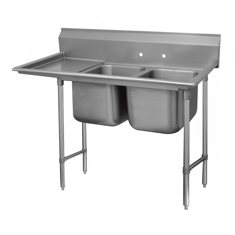Advance Tabco 93-22-40-24L 73" 2 Compartment Sink w/ 20"L x 20"W Bowl, 12" Deep