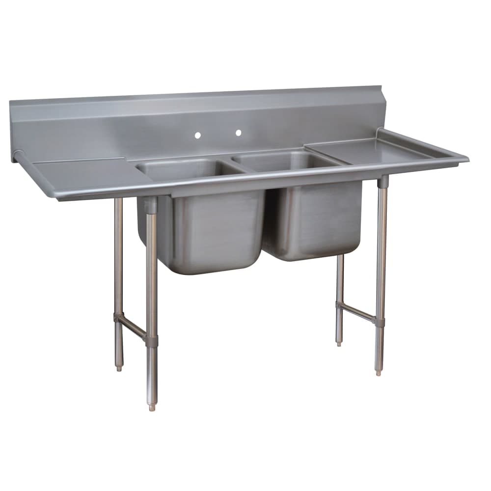 Advance Tabco 93-22-40-36RL 117" 2 Compartment Sink w/ 20"L x 20"W Bowl, 12" Deep