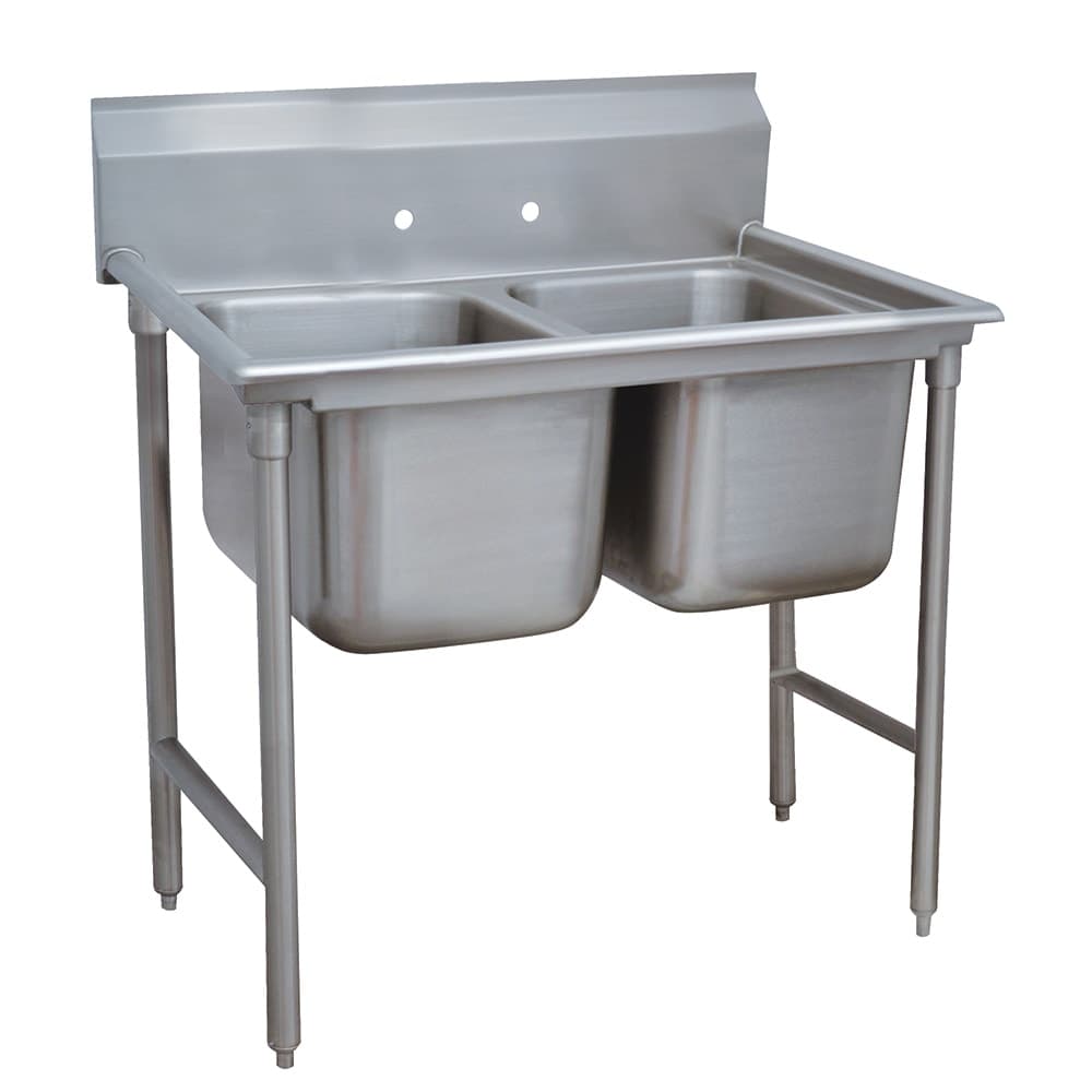 Advance Tabco 93-2-36 46" 2 Compartment Sink w/ 16"L x 20"W Bowl, 12" Deep