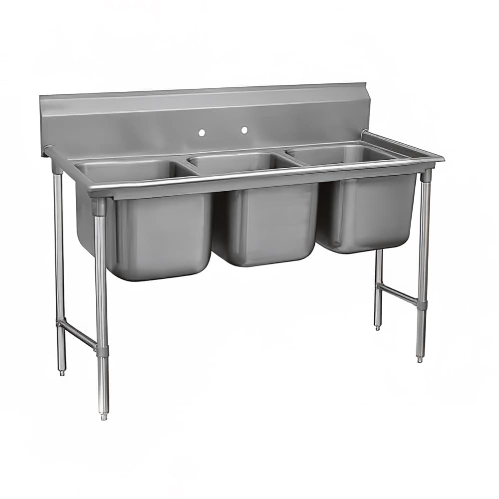 Advance Tabco 93-23-60 76" 3 Compartment Sink w/ 20"L x 20"W Bowl, 12" Deep