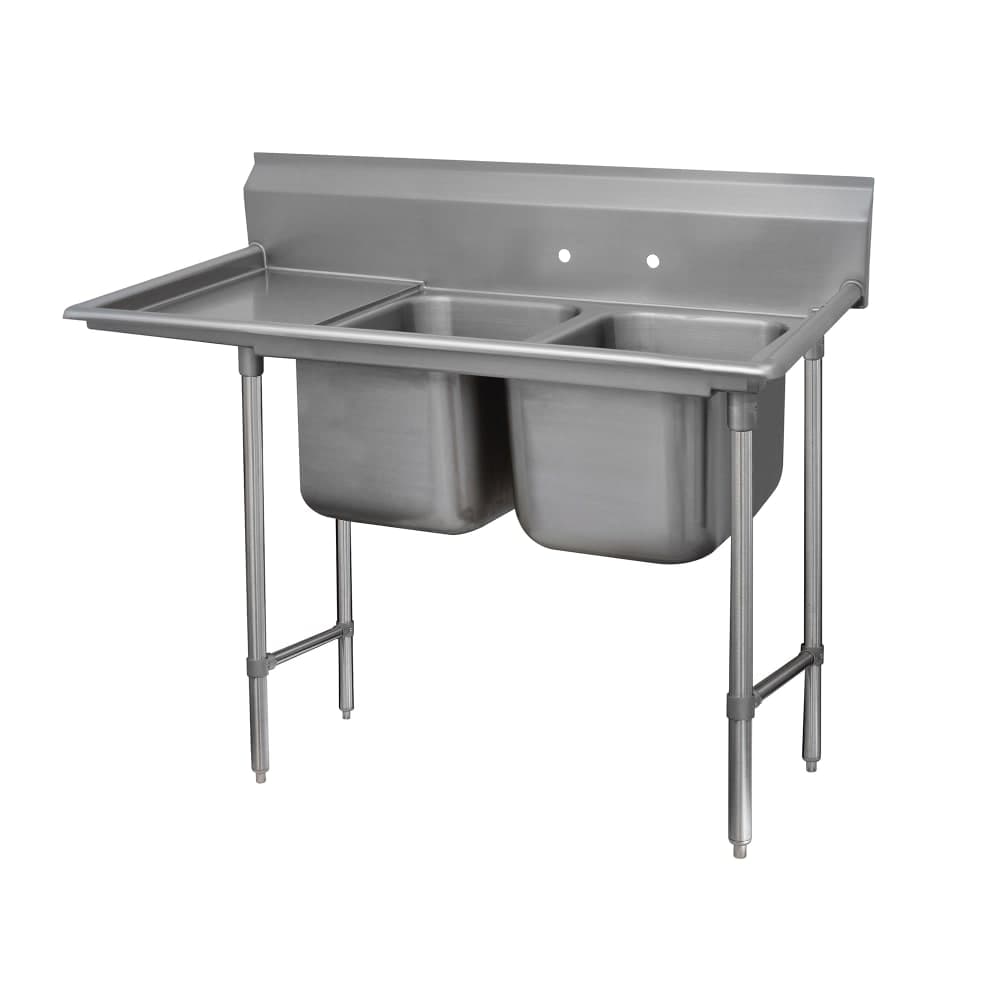 Advance Tabco 93-2-36-24L 65" 2 Compartment Sink w/ 16"L x 20"W Bowl, 12" Deep