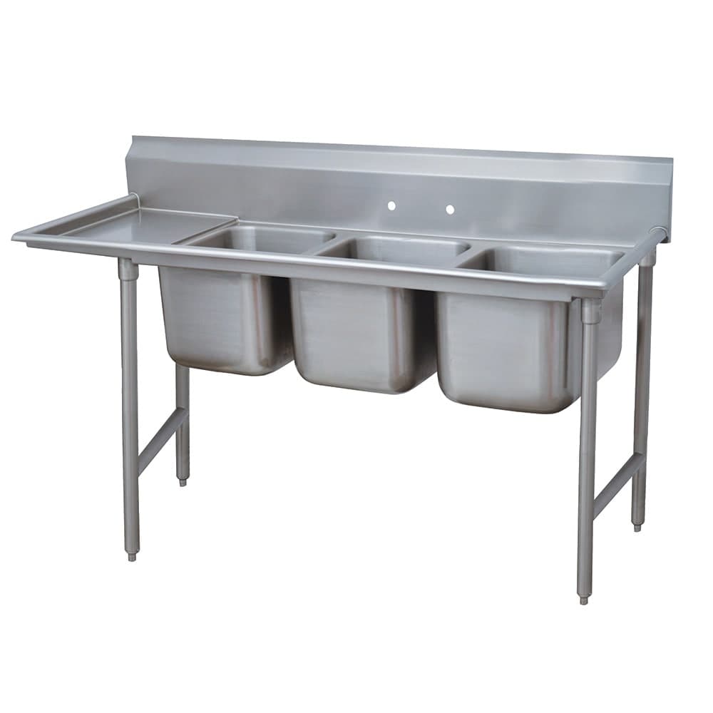 Advance Tabco 93-3-54-18L 77" 3 Compartment Sink w/ 16"L x 20"W Bowl, 12" Deep
