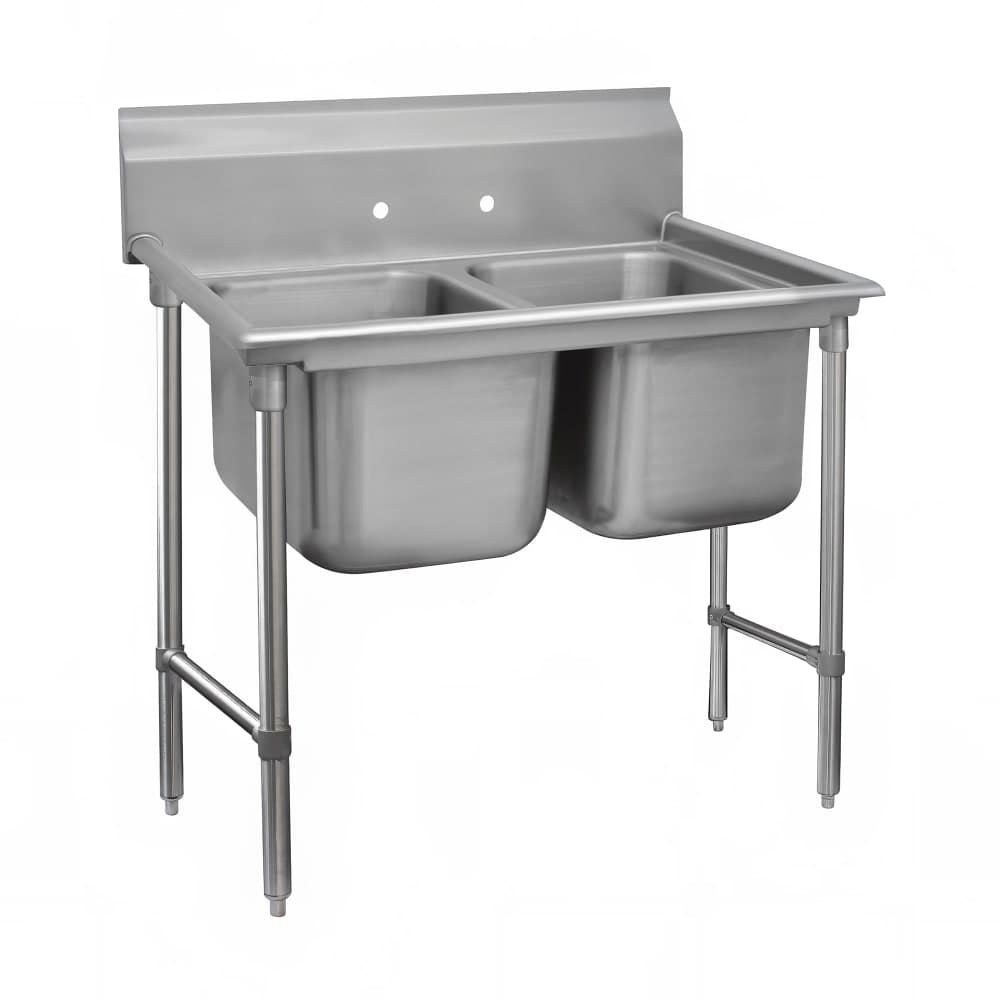 Advance Tabco 93-42-48 62" 2 Compartment Sink w/ 24"L x 24"W Bowl, 12" Deep