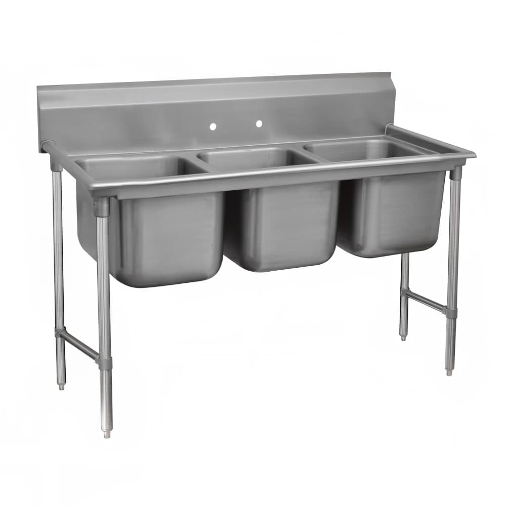 Advance Tabco 93-43-72 86" 3 Compartment Sink w/ 24"L x 24"W Bowl, 12" Deep