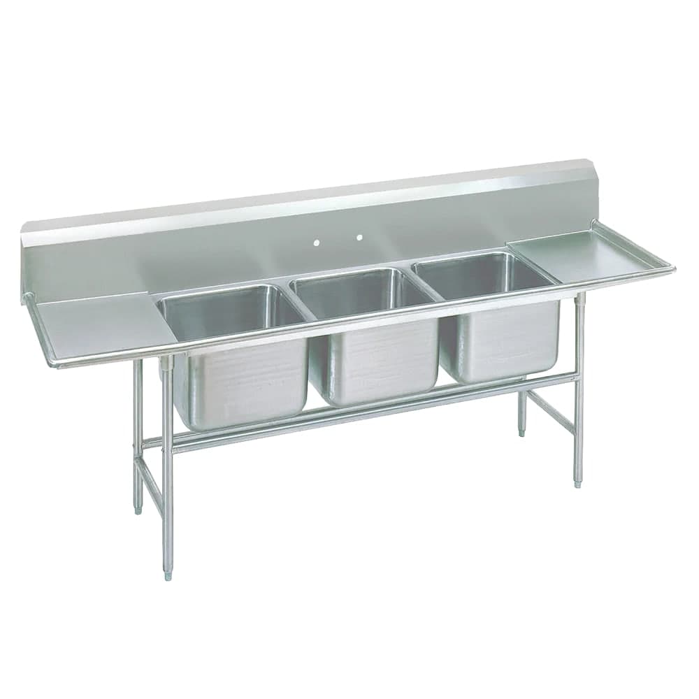 Advance Tabco 93-43-72-36RL 151" 3 Compartment Sink w/ 24"L x 24"W Bowl, 12" Deep