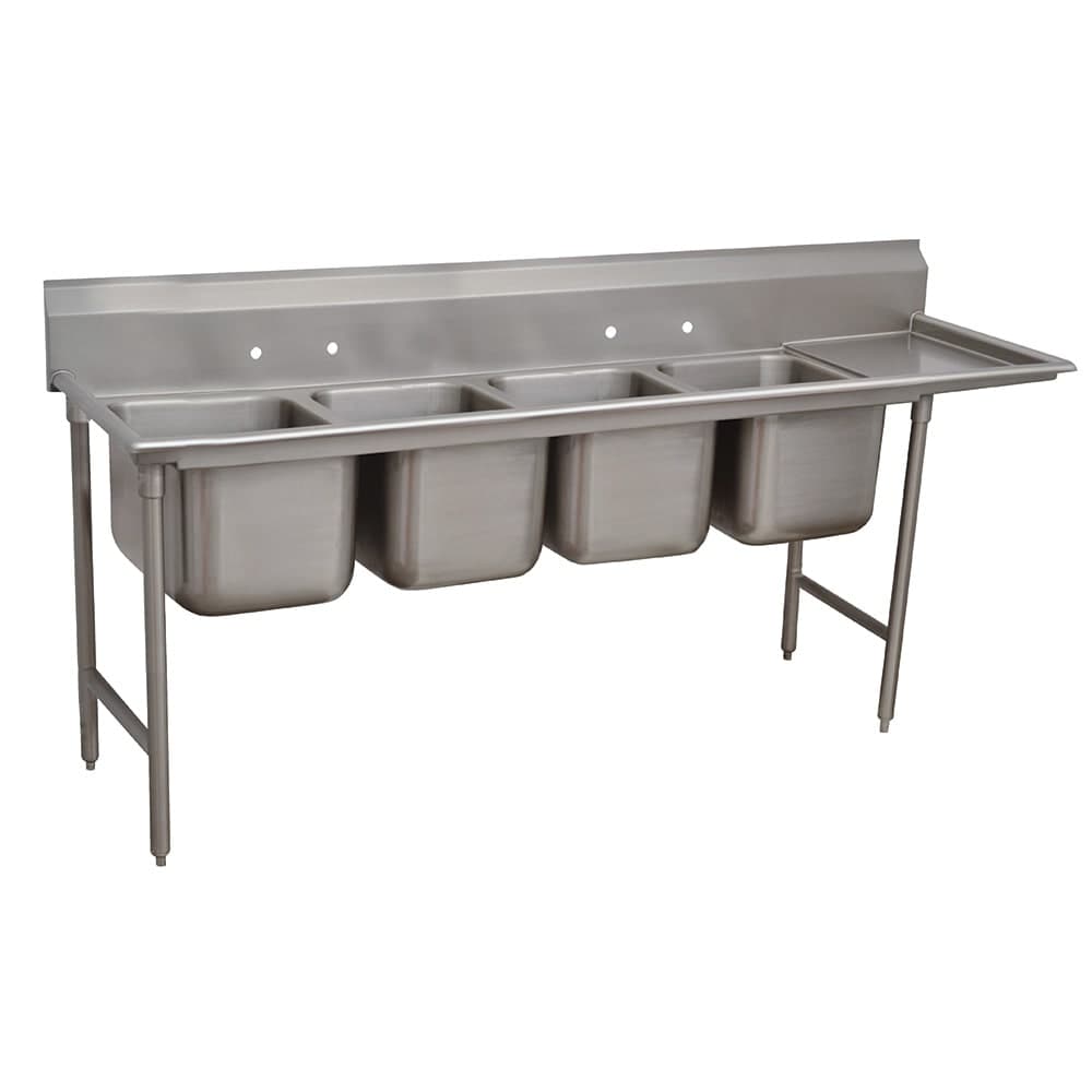 Advance Tabco 93-4-72-18R 95" 4 Compartment Sink w/ 16"L x 20"W Bowl, 12" Deep