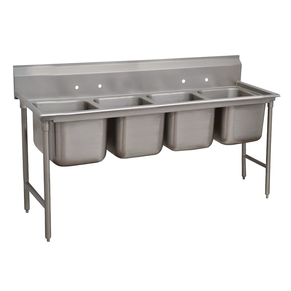 Advance Tabco 93-4-72-18RL 110" 4 Compartment Sink w/ 16"L x 20"W Bowl, 12" Deep