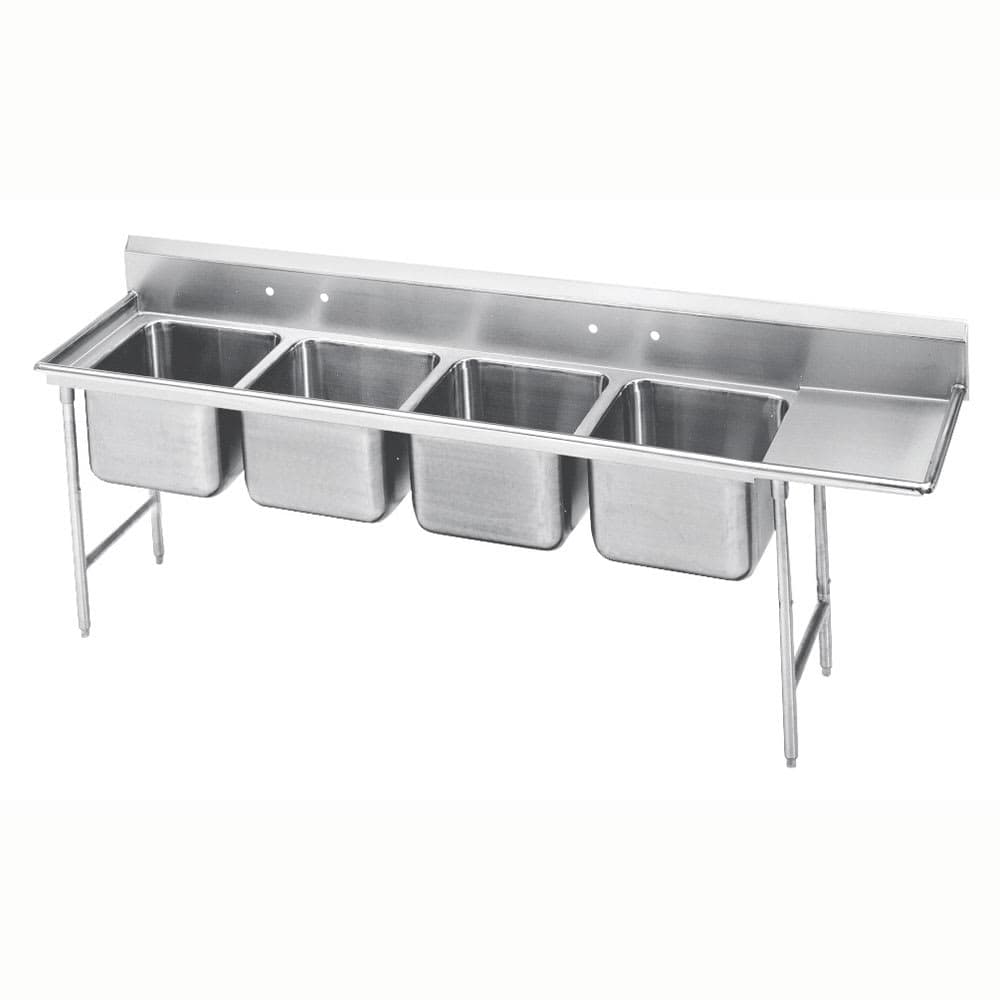 Advance Tabco 93-4-72-36R 113" 4 Compartment Sink w/ 16"L x 20"W Bowl, 12" Deep
