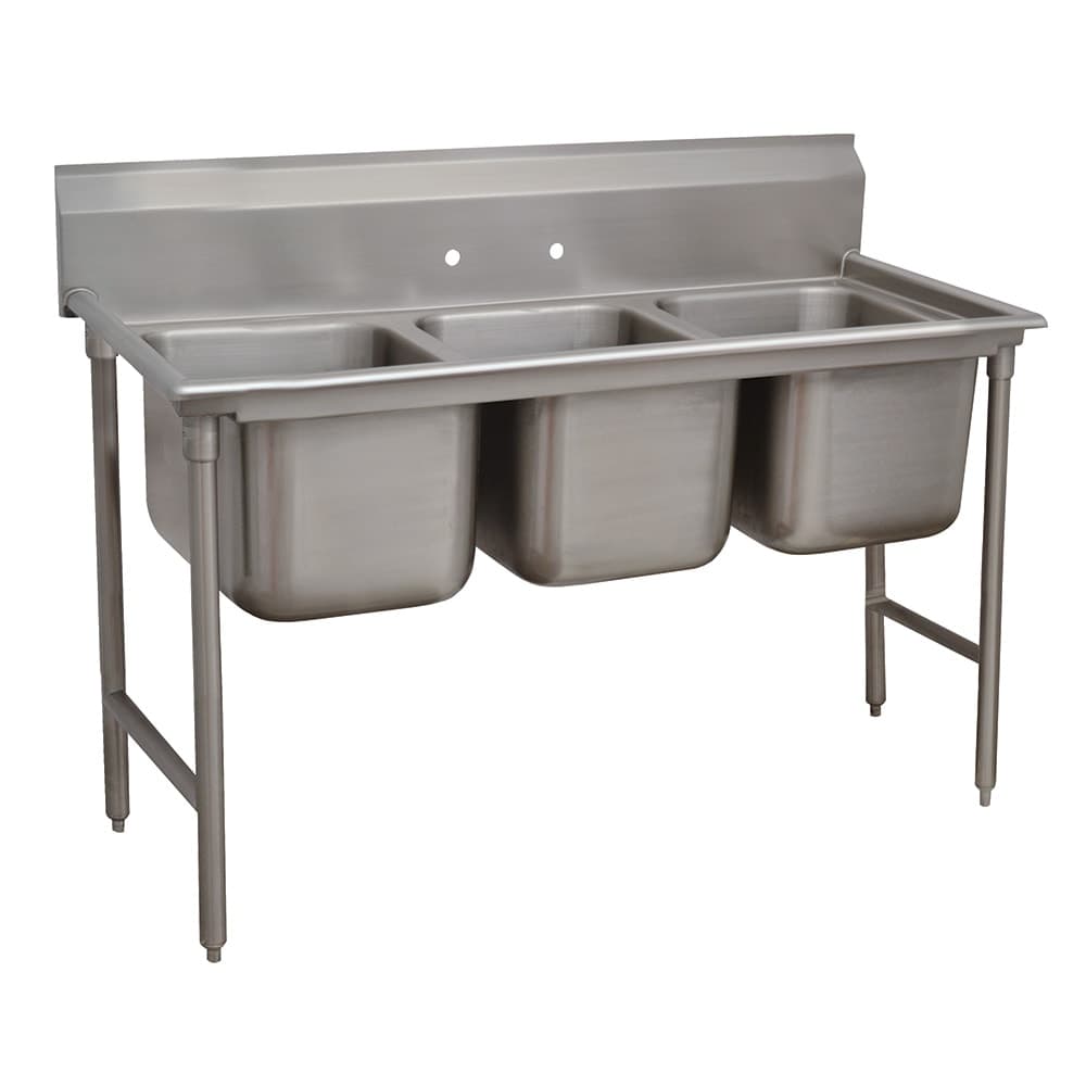 Advance Tabco 9-3-54 64" 3 Compartment Sink w/ 16"L x 20"W Bowl, 12" Deep