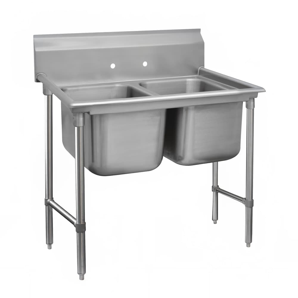 Advance Tabco 93-82-40 54" 2 Compartment Sink w/ 20"L x 28"W Bowl, 12" Deep
