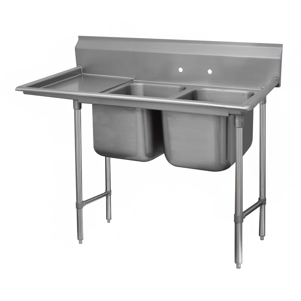 Advance Tabco 93-82-40-24L 72" 2 Compartment Sink w/ 20"L x 28"W Bowl, 12" Deep