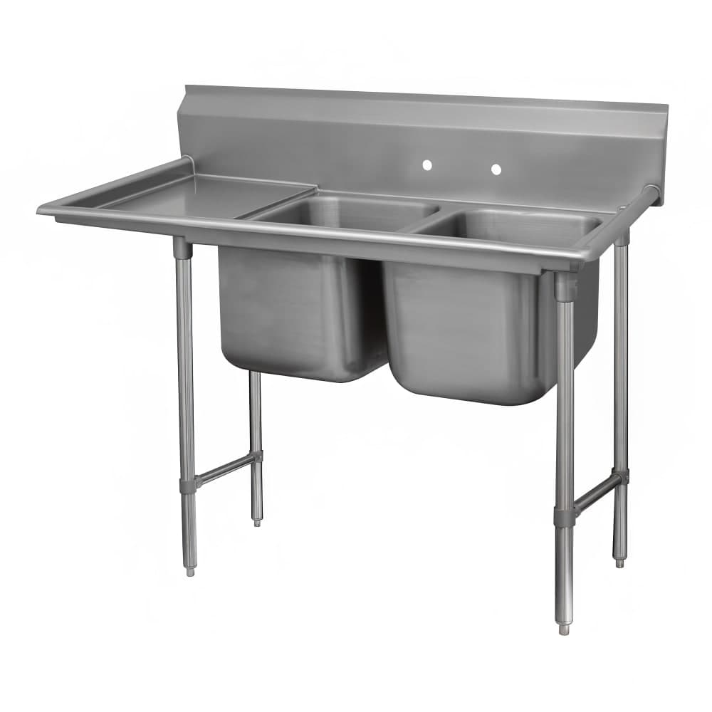 Advance Tabco 93-82-40-36L 85" 2 Compartment Sink w/ 20"L x 28"W Bowl, 12" Deep