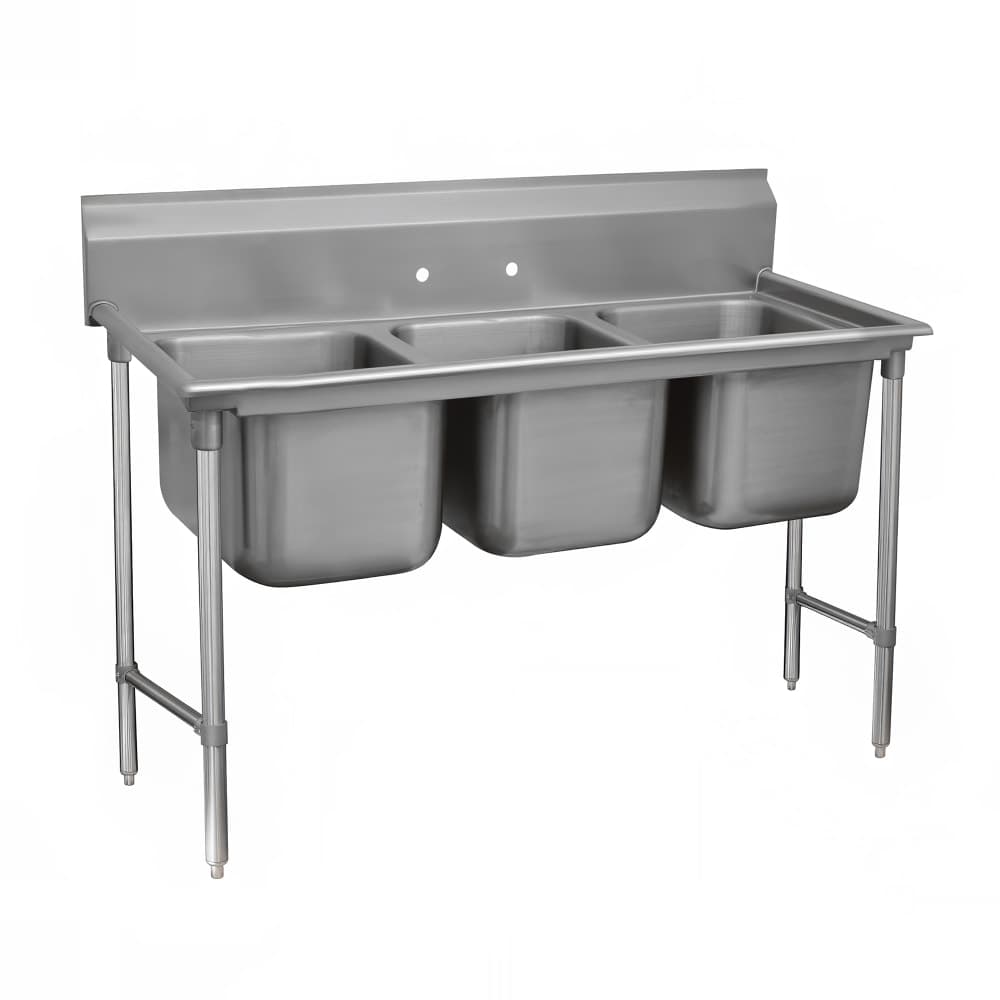 Advance Tabco 93-83-60 76" 3 Compartment Sink w/ 20"L x 28"W Bowl, 12" Deep