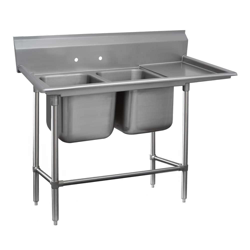Advance Tabco 94-22-40-18R 67" 2 Compartment Sink w/ 20"L x 20"W Bowl, 14" Deep