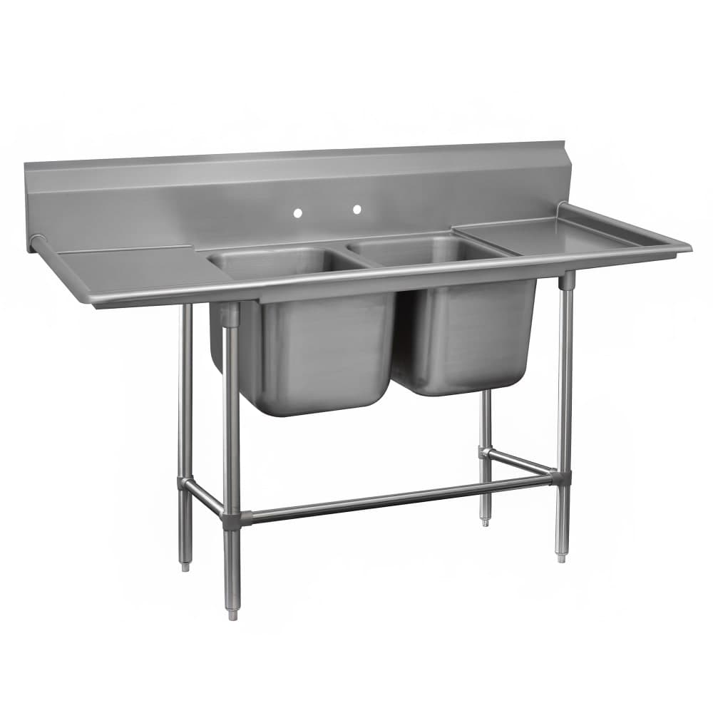 Advance Tabco 94-22-40-18RL 81" 2 Compartment Sink w/ 20"L x 20"W Bowl, 14" Deep