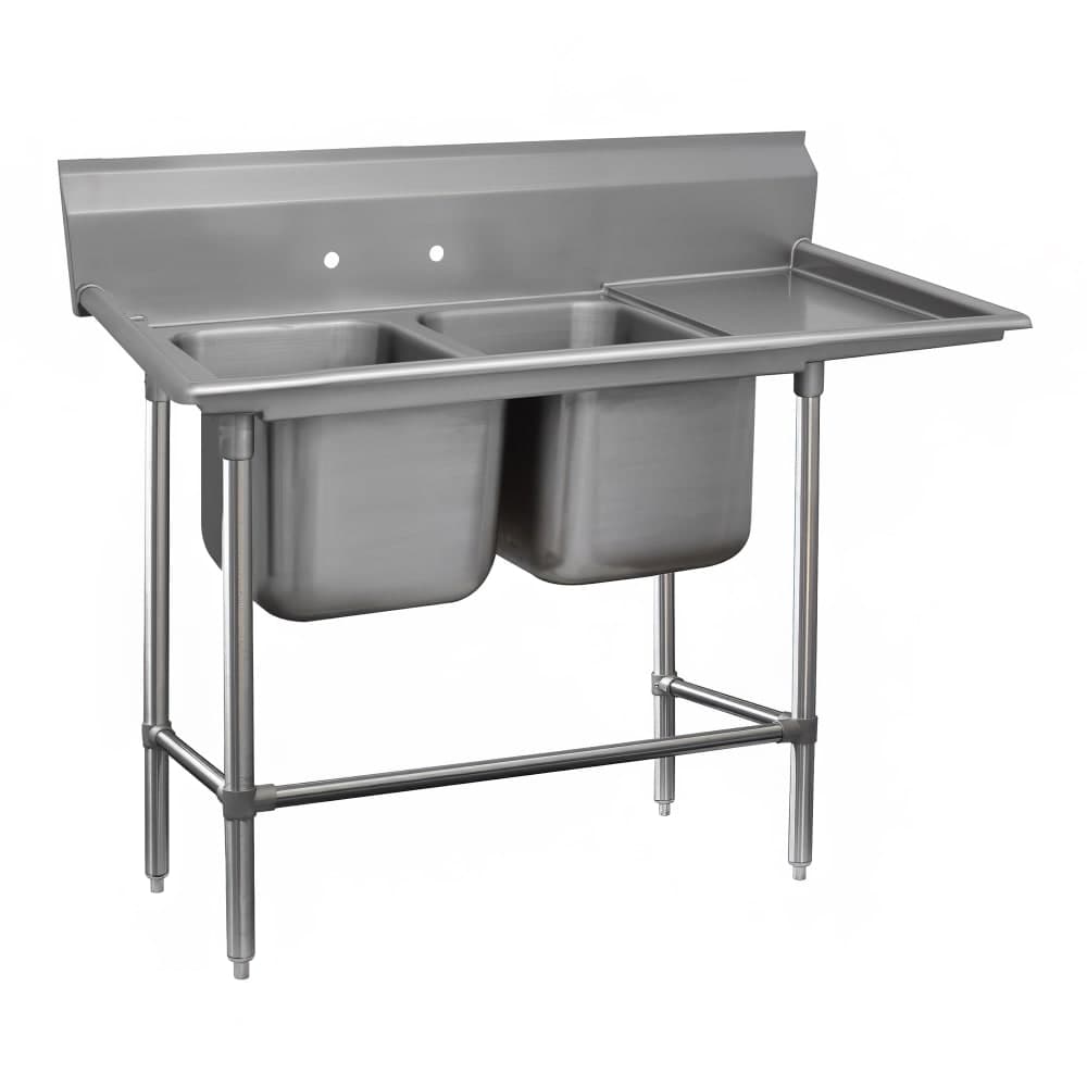 Advance Tabco 94-22-40-24R 73" 2 Compartment Sink w/ 20"L x 20"W Bowl, 14" Deep