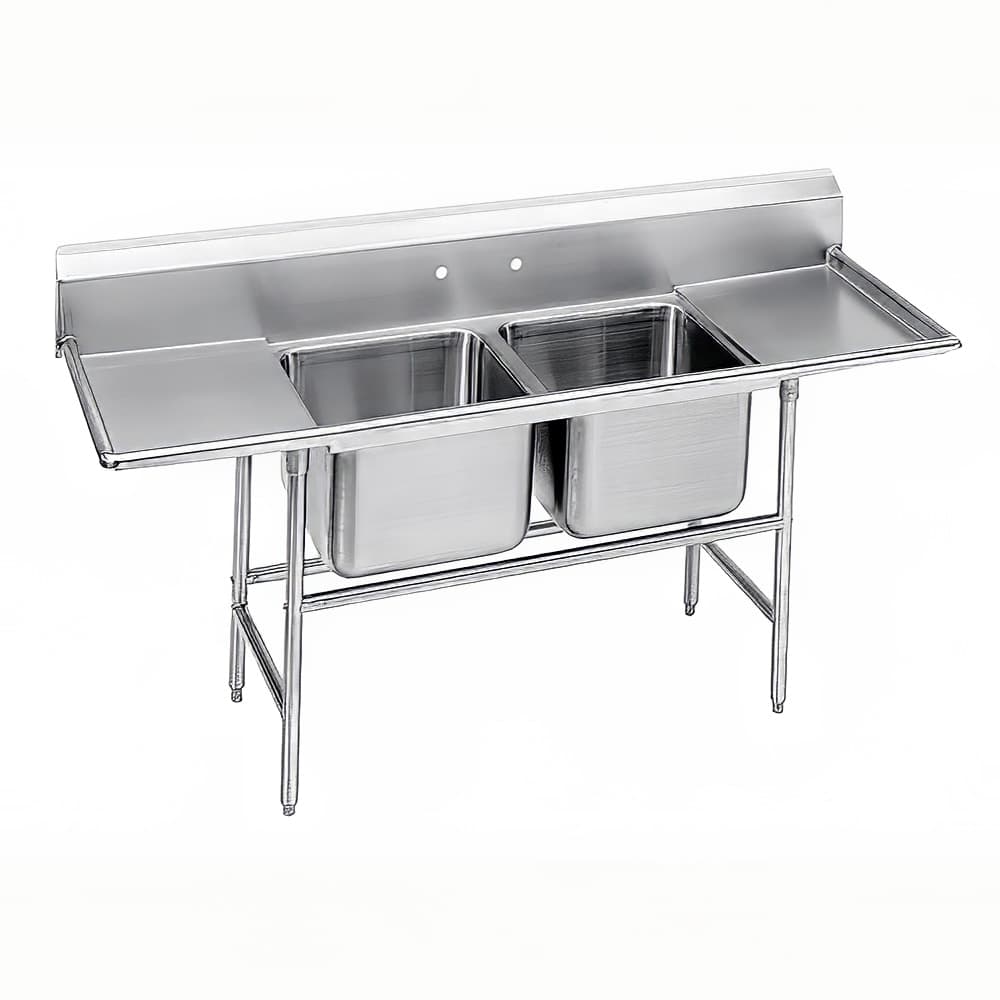 Advance Tabco 94-22-40-24RL 93" 2 Compartment Sink w/ 20"L x 20"W Bowl, 14" Deep