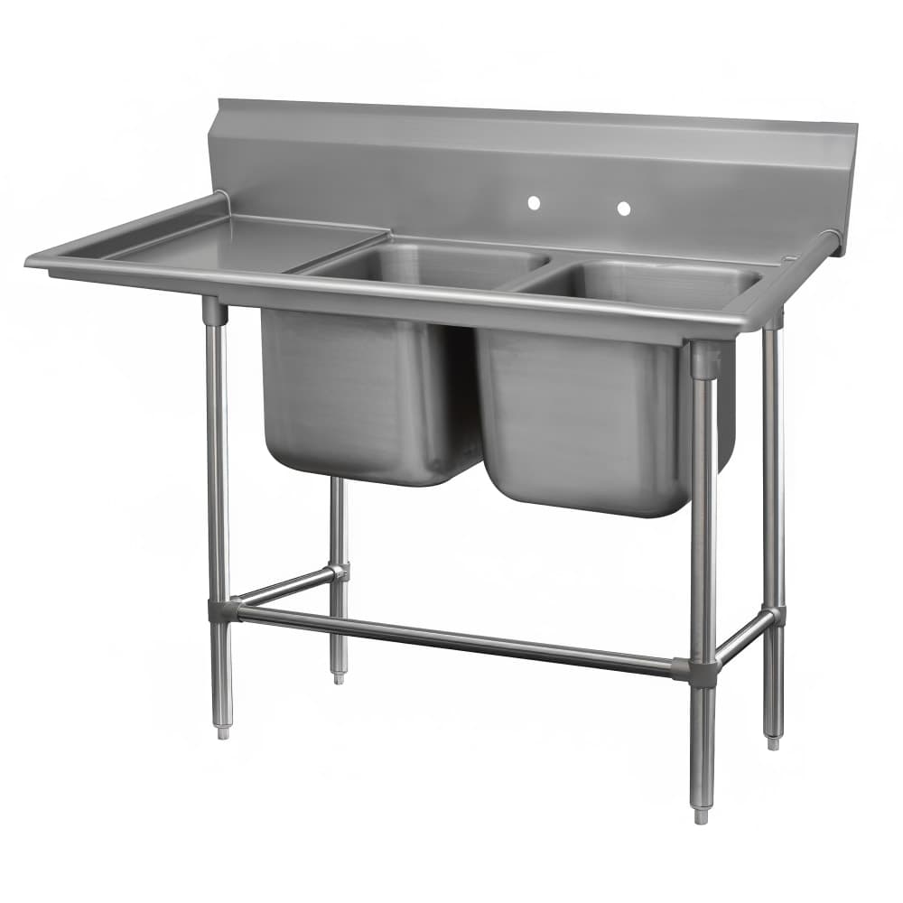 Advance Tabco 94-22-40-36L 85" 2 Compartment Sink w/ 20"L x 20"W Bowl, 14" Deep