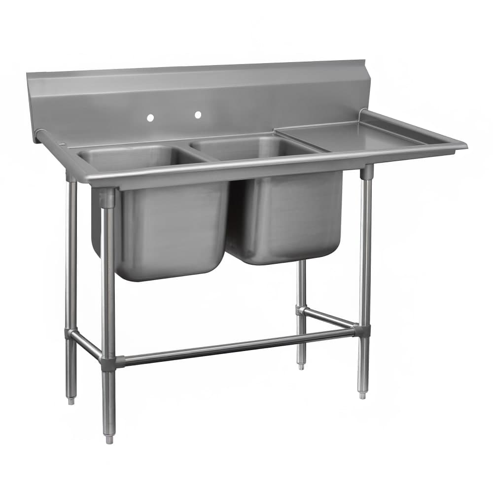 Advance Tabco 94-22-40-36R 85" 2 Compartment Sink w/ 20"L x 20"W Bowl, 14" Deep