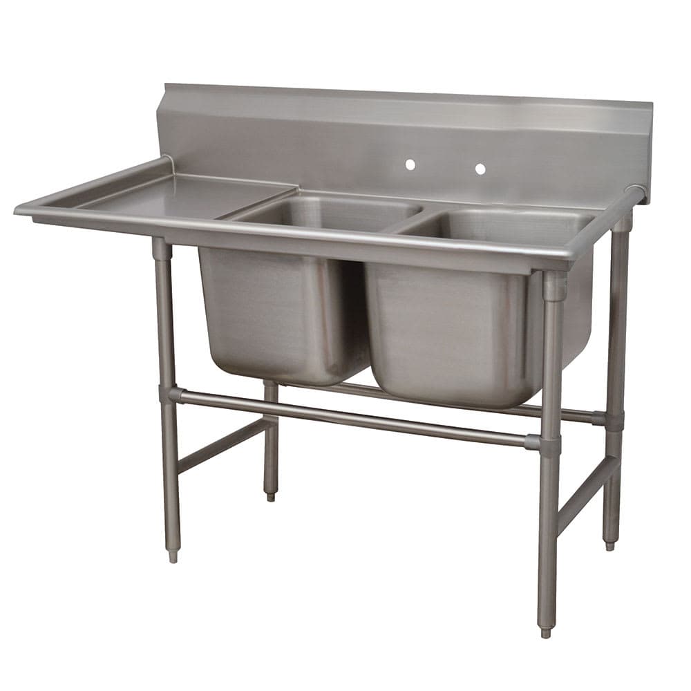 Advance Tabco 94-2-36-18L 59" 2 Compartment Sink w/ 16"L x 20"W Bowl, 14" Deep