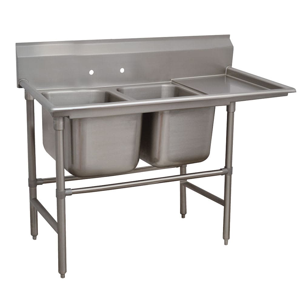 Advance Tabco 94-2-36-18R 59" 2 Compartment Sink w/ 16"L x 20"W Bowl, 14" Deep