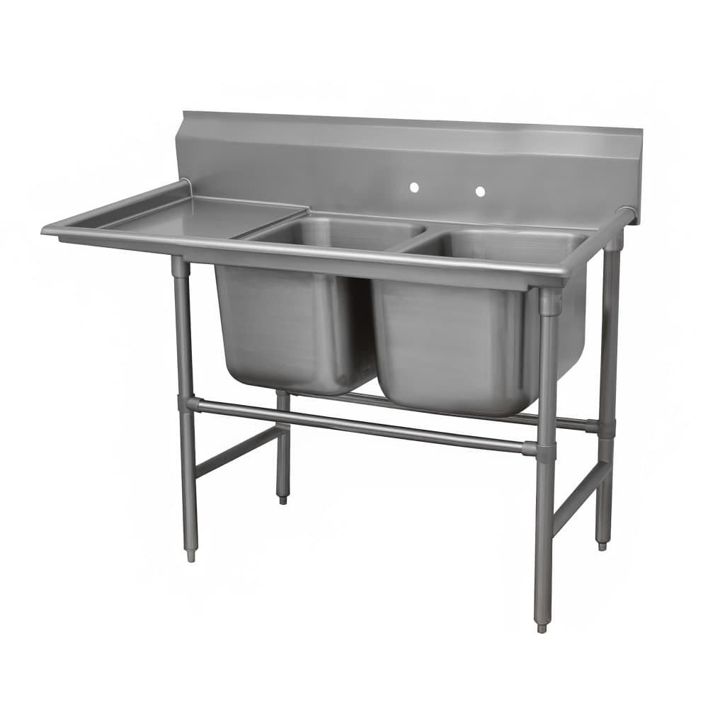 Advance Tabco 94-2-36-24L 65" 2 Compartment Sink w/ 16"L x 20"W Bowl, 14" Deep