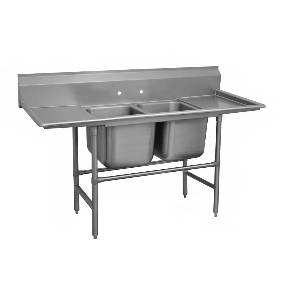 Advance Tabco 94-2-36-24RL 85" 2 Compartment Sink w/ 16"L x 20"W Bowl, 14" Deep