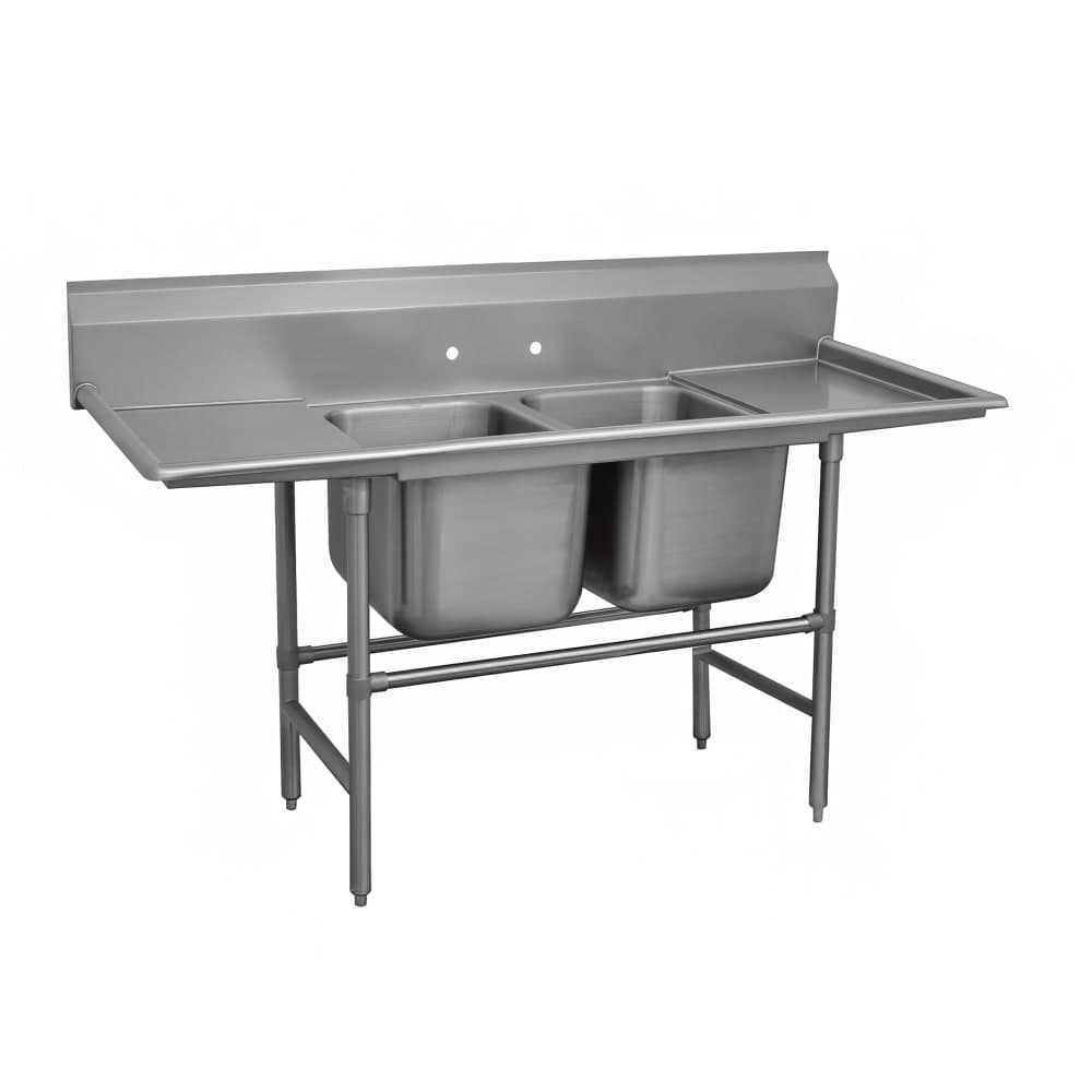 Advance Tabco 94-2-36-36RL 109" 2 Compartment Sink w/ 16"L x 20"W Bowl, 14" Deep