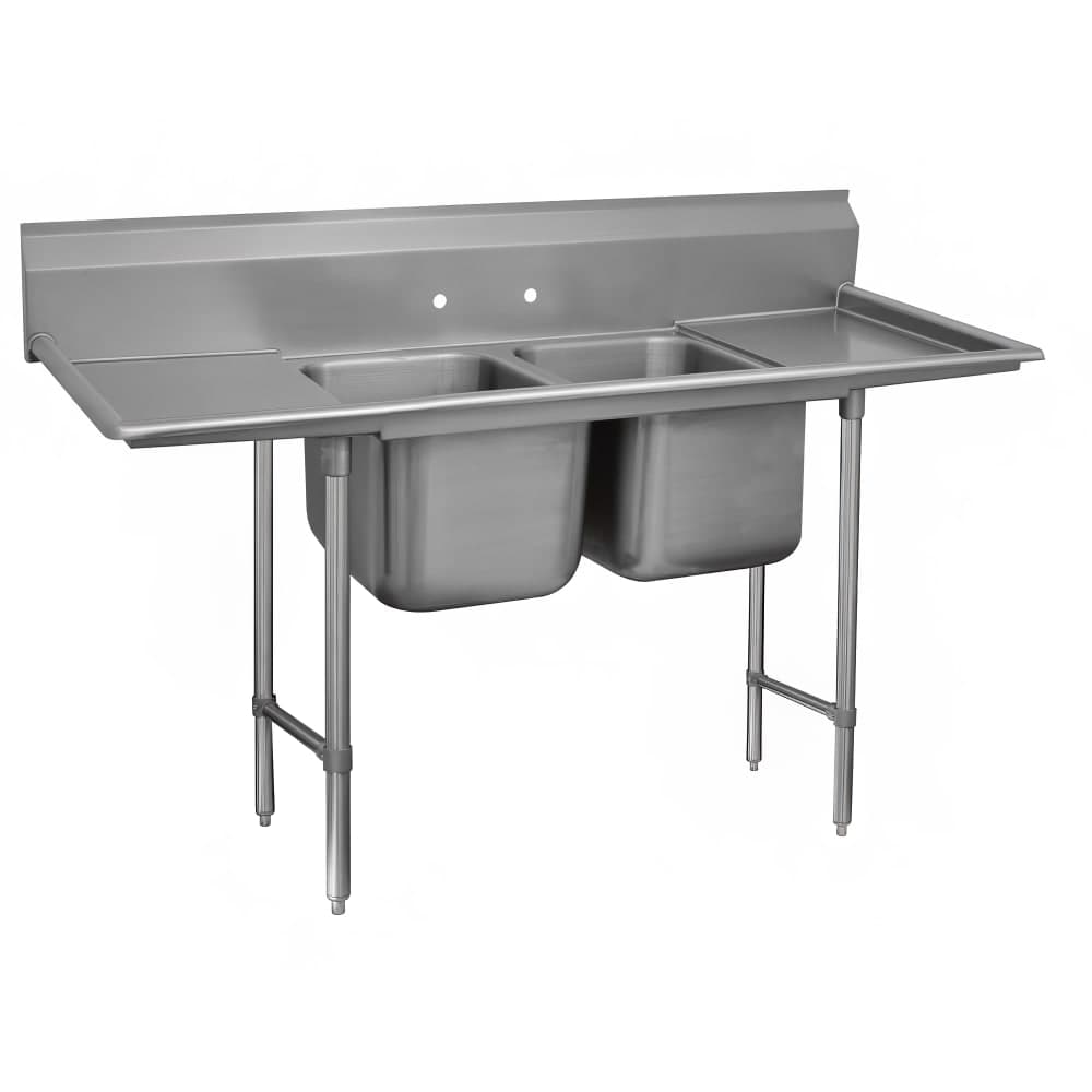 Advance Tabco 9-42-48-24RL 101" 2 Compartment Sink w/ 24"L x 24"W Bowl, 12" Deep