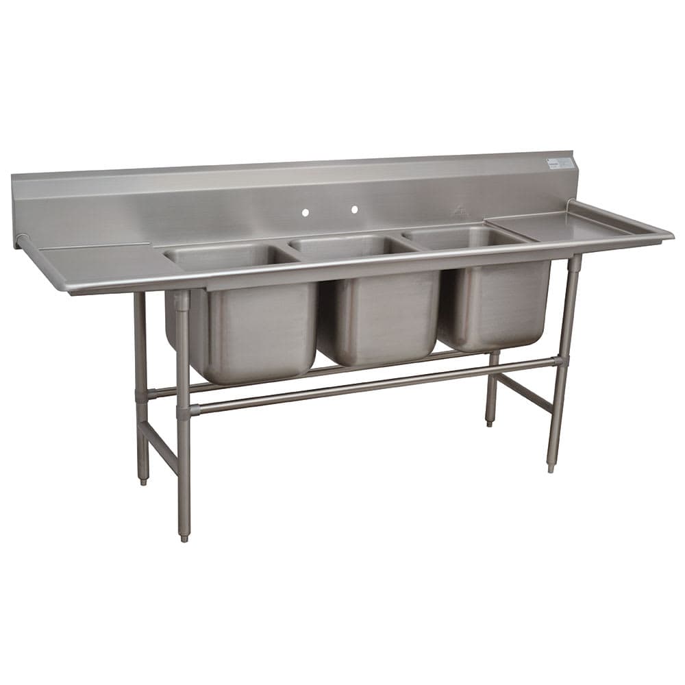 Advance Tabco 94-3-54-18RL 91" 3 Compartment Sink w/ 16"L x 20"W Bowl, 14" Deep