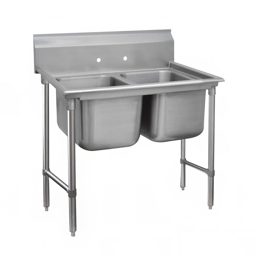 Advance Tabco 94-42-48 62" 2 Compartment Sink w/ 24"L x 24"W Bowl, 14" Deep