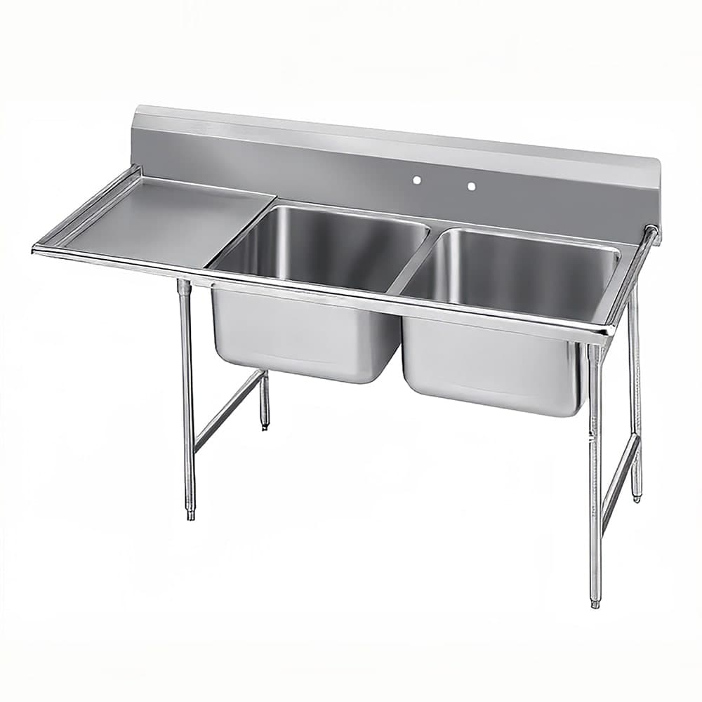 Advance Tabco 94-42-48-24L 81" 2 Compartment Sink w/ 24"L x 24"W Bowl, 14" Deep