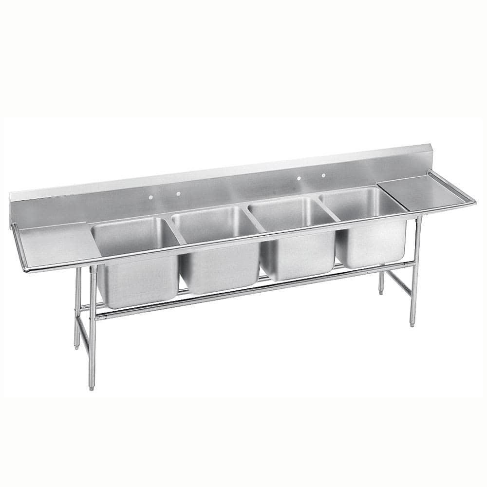 Advance Tabco 94-4-72-36RL 146" 4 Compartment Sink w/ 16"L x 20"W Bowl, 14" Deep