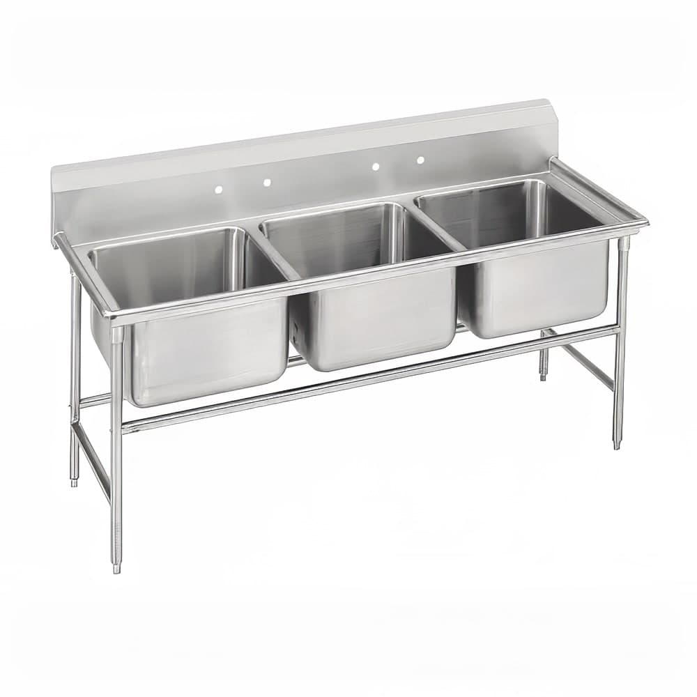 Advance Tabco 94-83-60 76" 3 Compartment Sink w/ 20"L x 28"W Bowl, 14" Deep