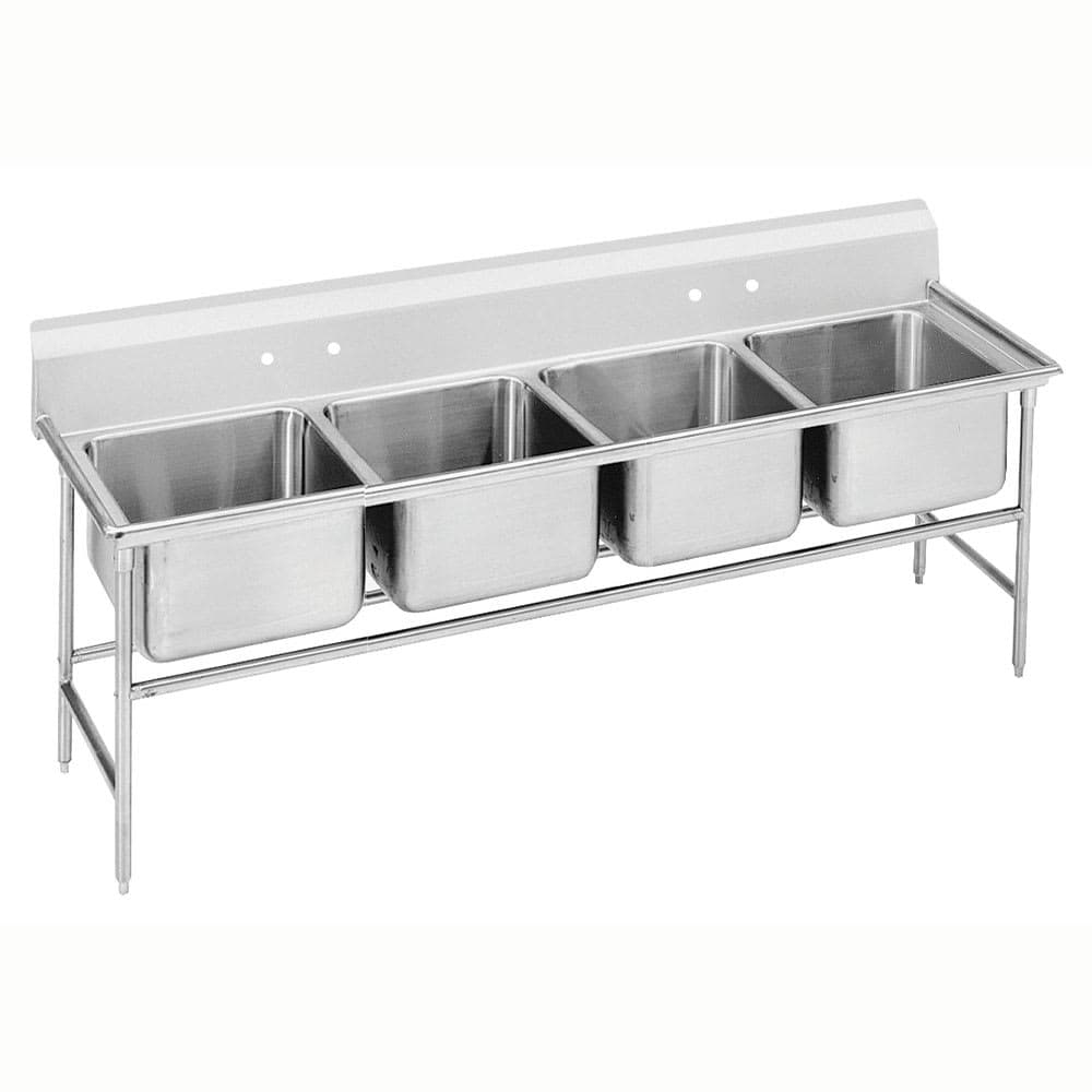 Advance Tabco 94-84-80 99" 4 Compartment Sink w/ 20"L x 28"W Bowl, 14" Deep
