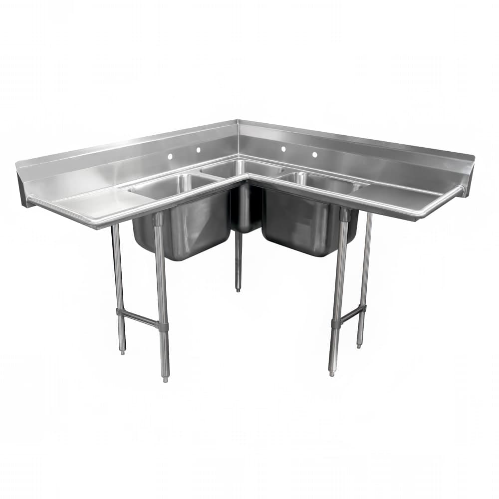Advance Tabco 94-K8-30D 86" 3 Compartment Sink w/ 20"L x 20"W Bowl, 12" Deep