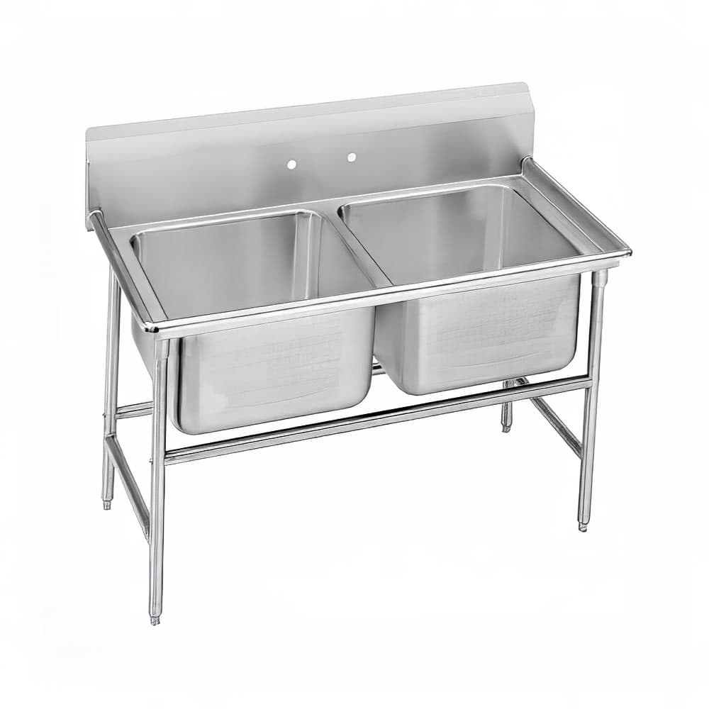 Advance Tabco 9-82-40 54" 2 Compartment Sink w/ 20"L x 28"W Bowl, 12" Deep