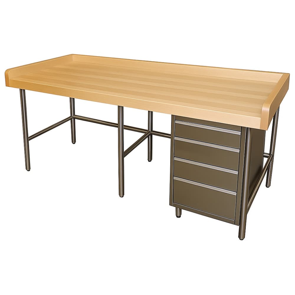 Advance Tabco BGT-368 96" Maple Top Bakers Table w/ 4" Splash & (3) Right-Side Drawers, 36"D