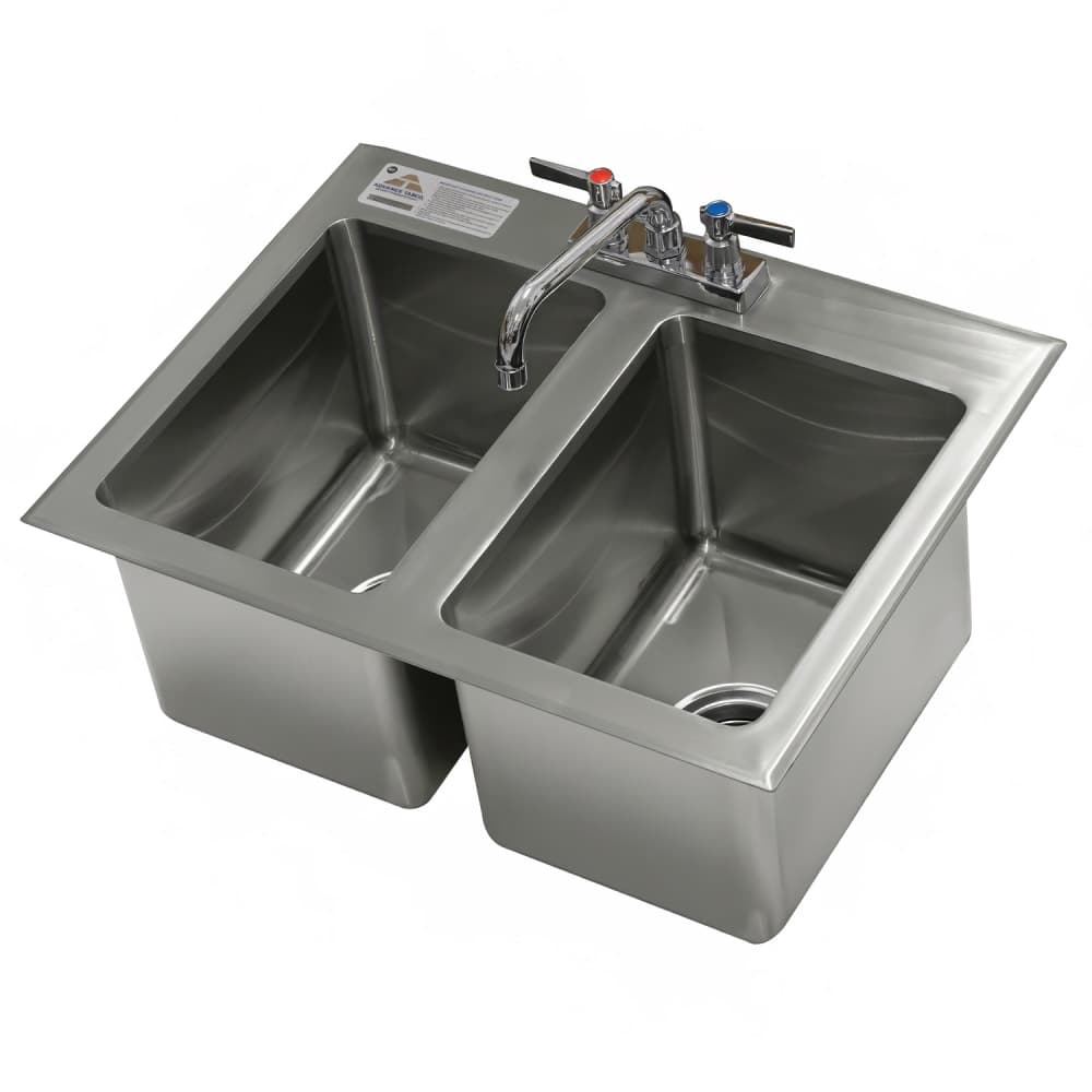 Advance Tabco DI-2-10-EC-X (2) Compartment Drop-in Sink - 10" x 14", Drain Included