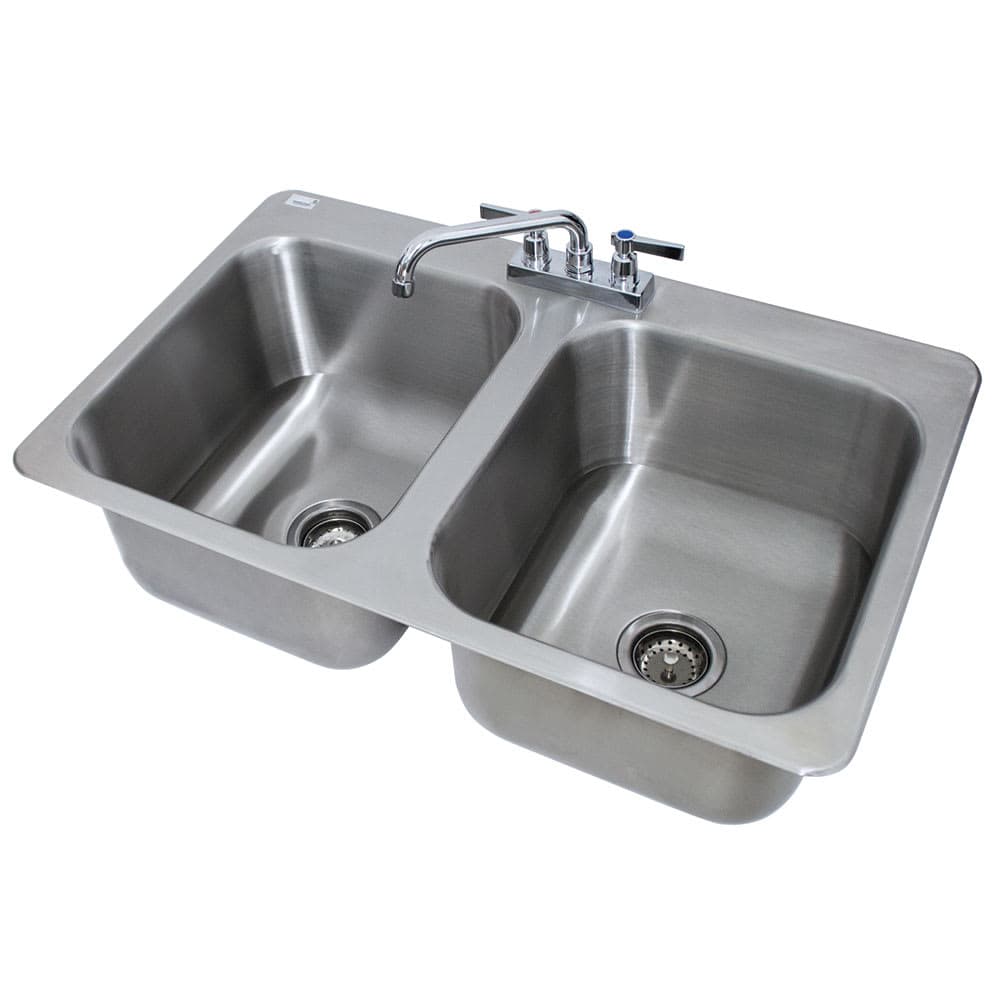 Advance Tabco DI-2-1410 (2) Compartment Drop-in Sink - 14" x 16", Drain Included