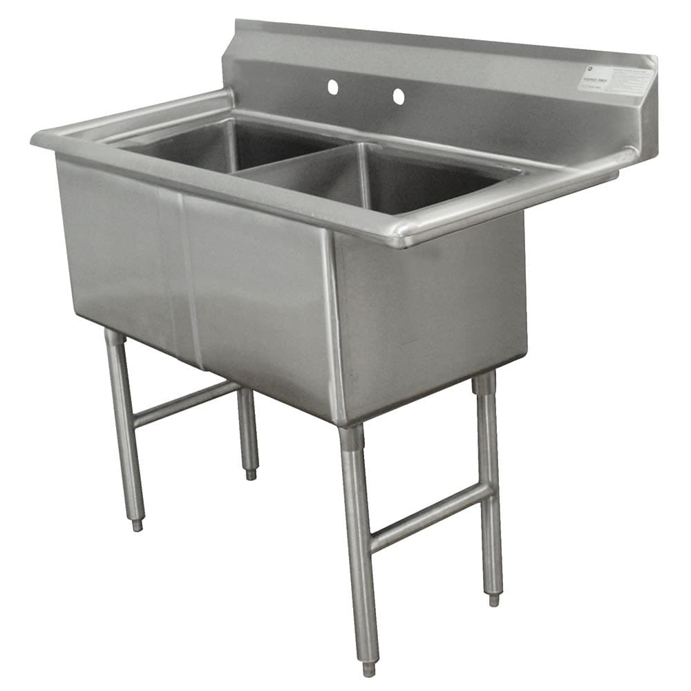 Advance Tabco FC-2-1515 35" 2 Compartment Sink w/ 15"L x 15"W Bowl, 14" Deep