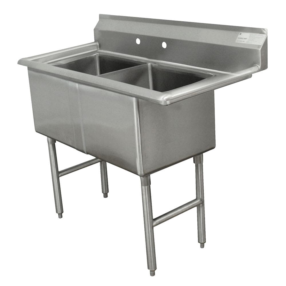 Advance Tabco FC-2-1620 37" 2 Compartment Sink w/ 16"L x 20"W Bowl, 14" Deep